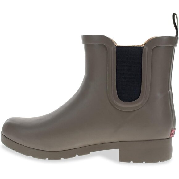 Women’s Brown Waterproof Plush Lined Slip On Rain Ankle Slim Chelsea Boots - Picture 13 of 13